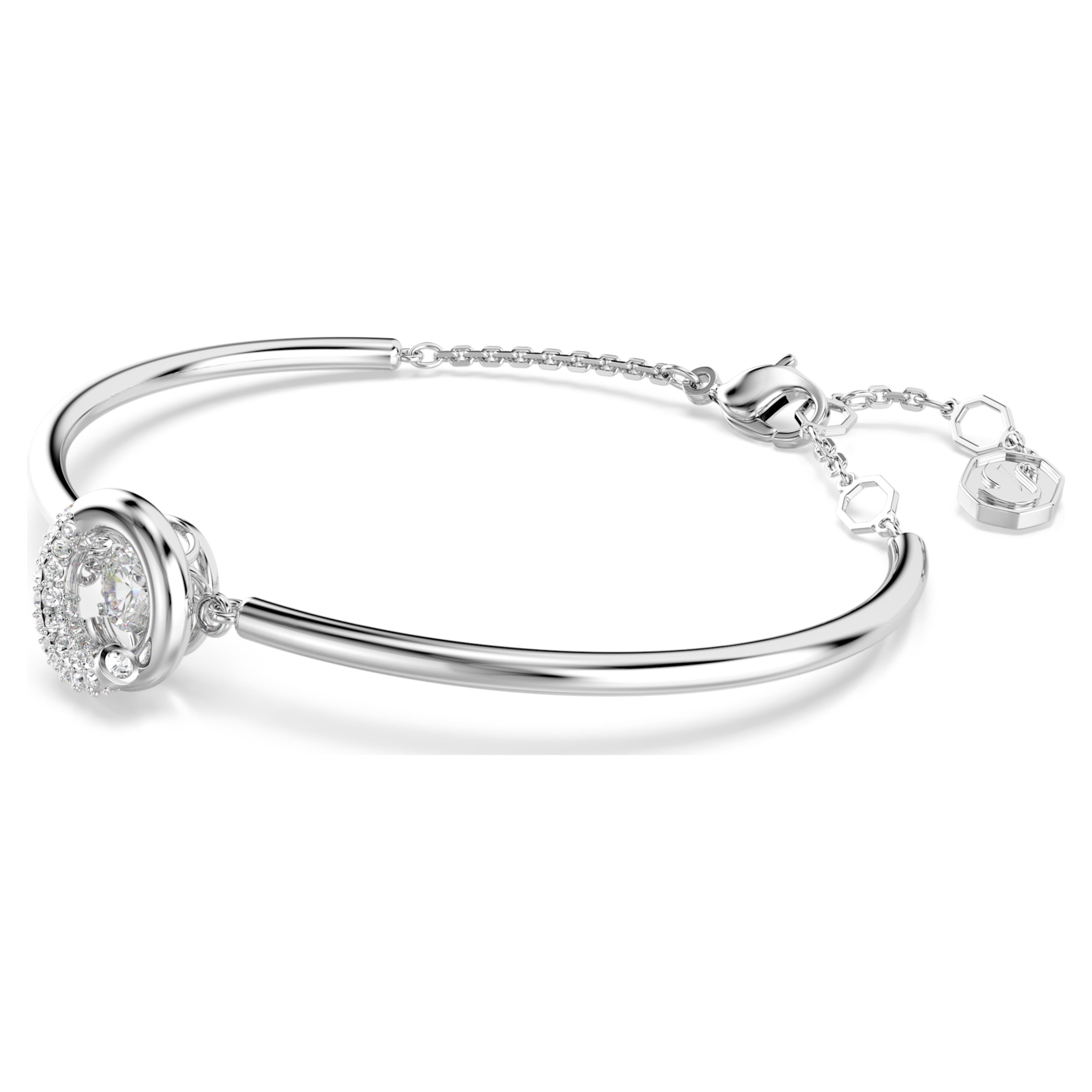Dextera white rhodium-plated zirconia bangle – Swarovski