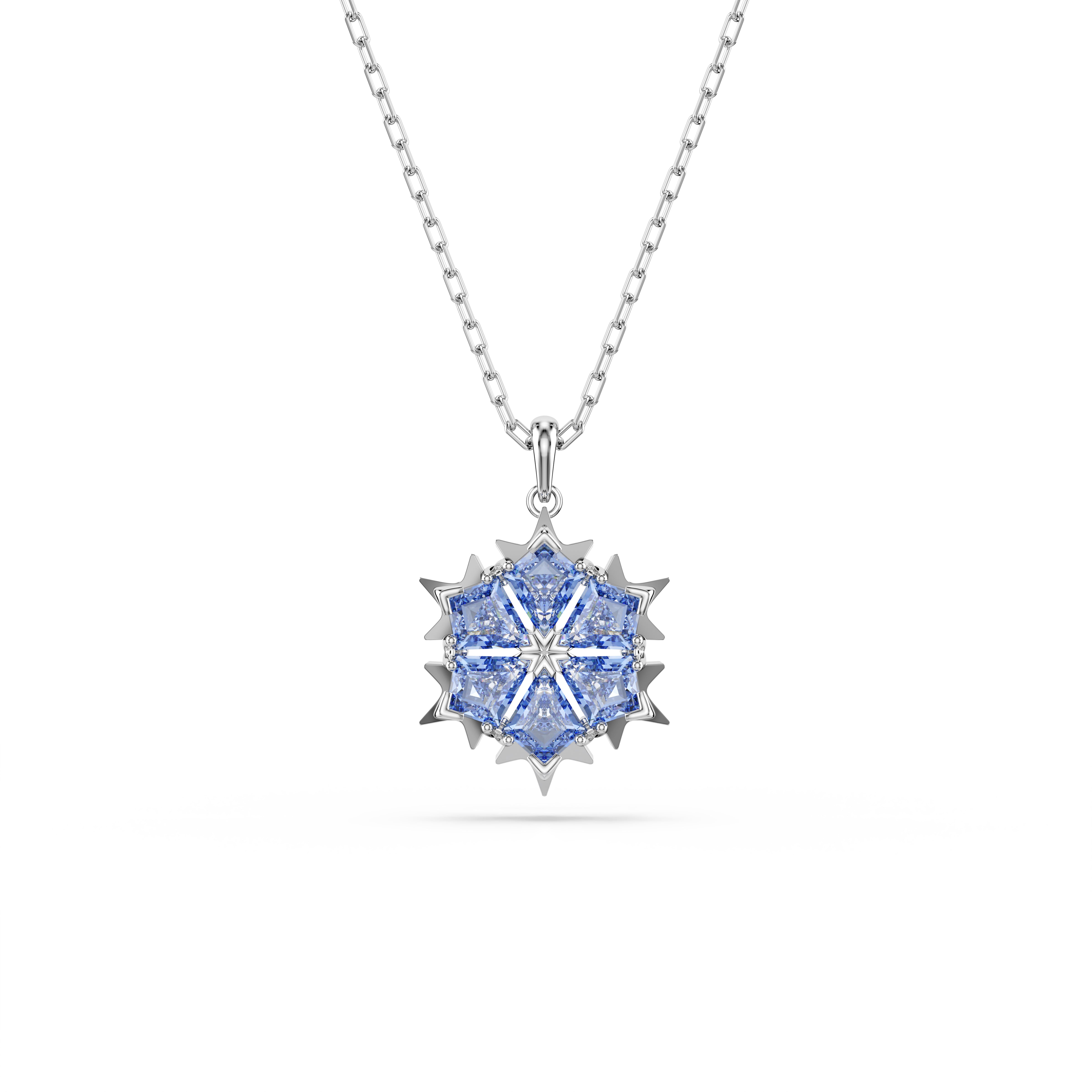 Magic rhodium-plated blue snowflake set – Swarovski
