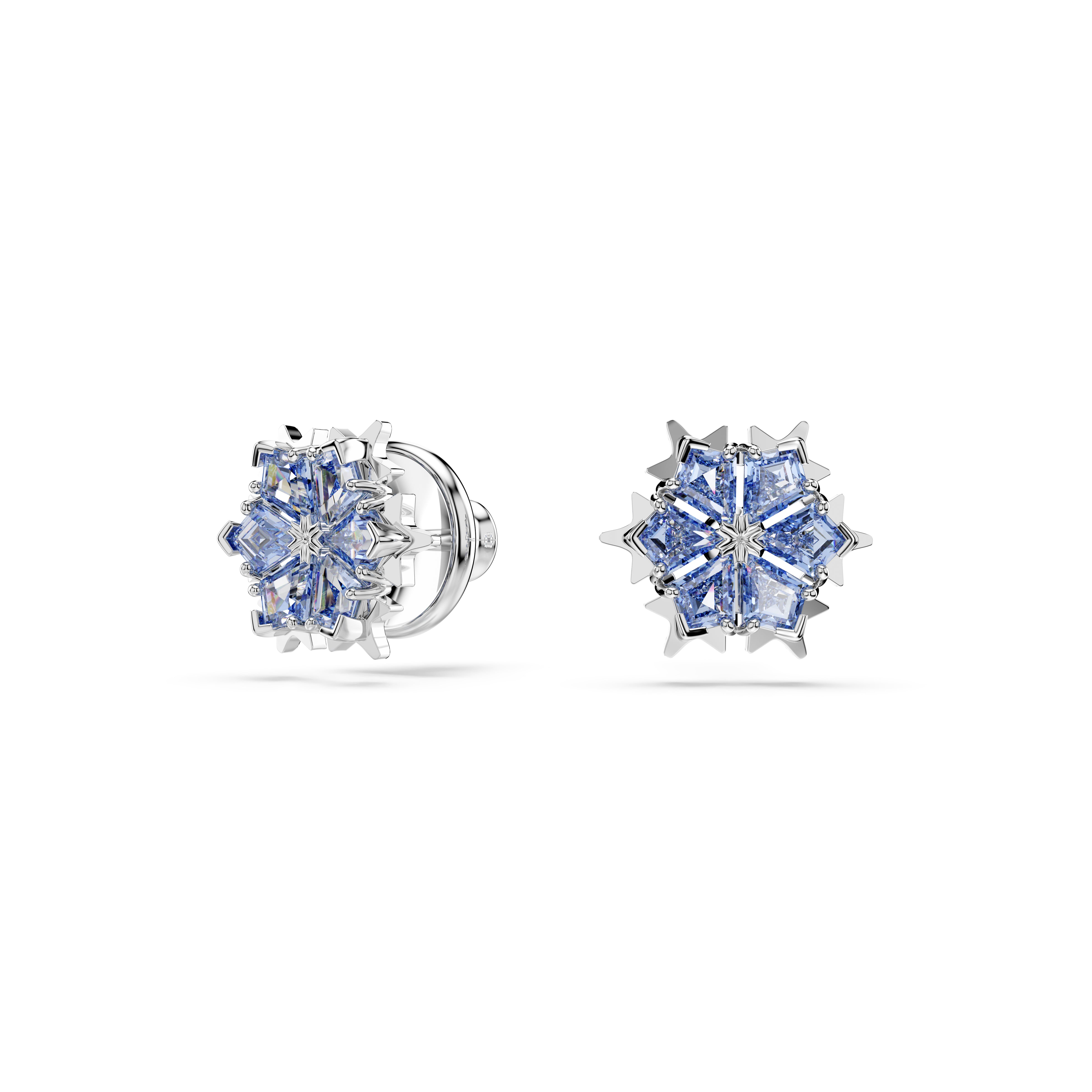 Magic rhodium-plated blue snowflake set – Swarovski