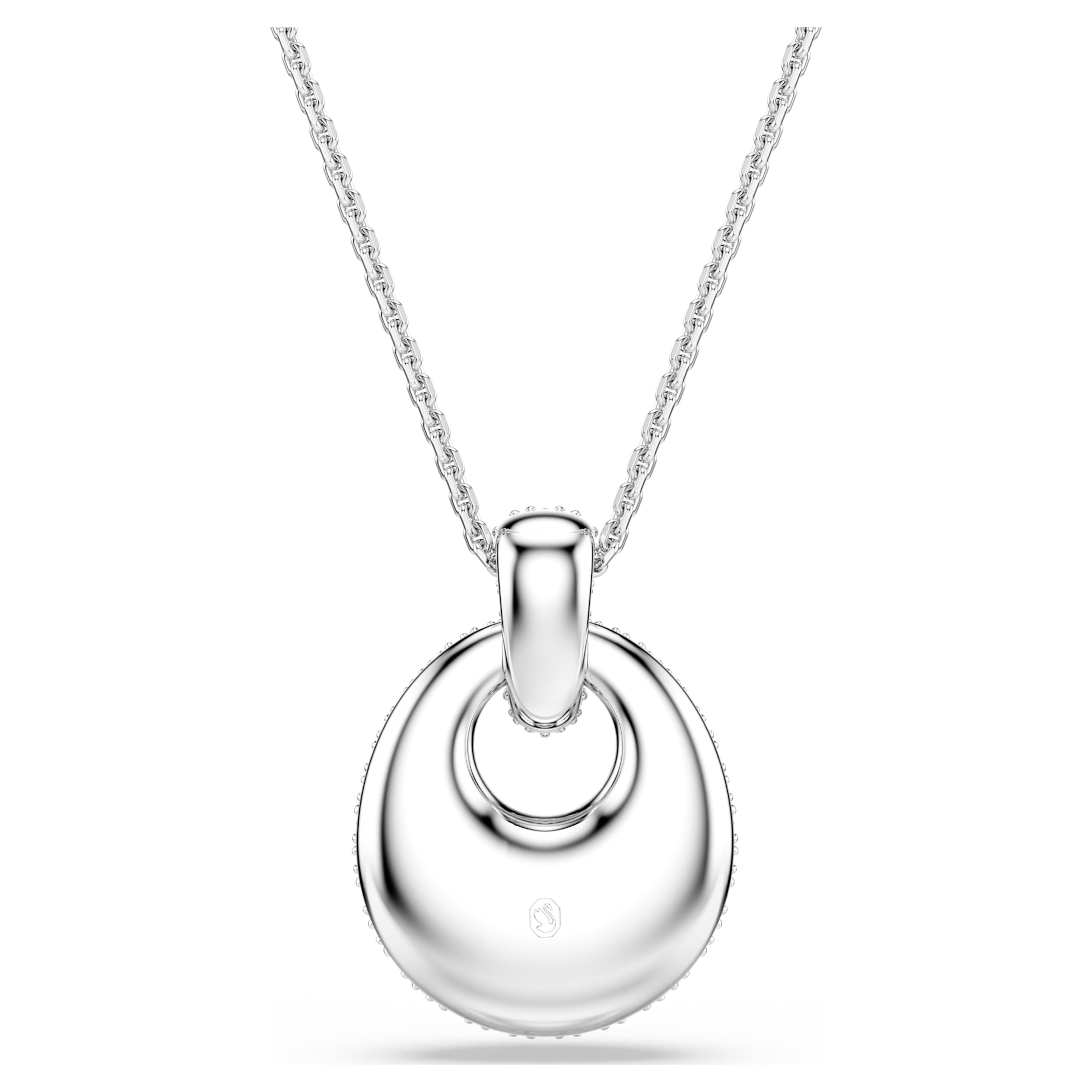 White Sublima Pendant in Rhodium Plated Metal | Swarovski