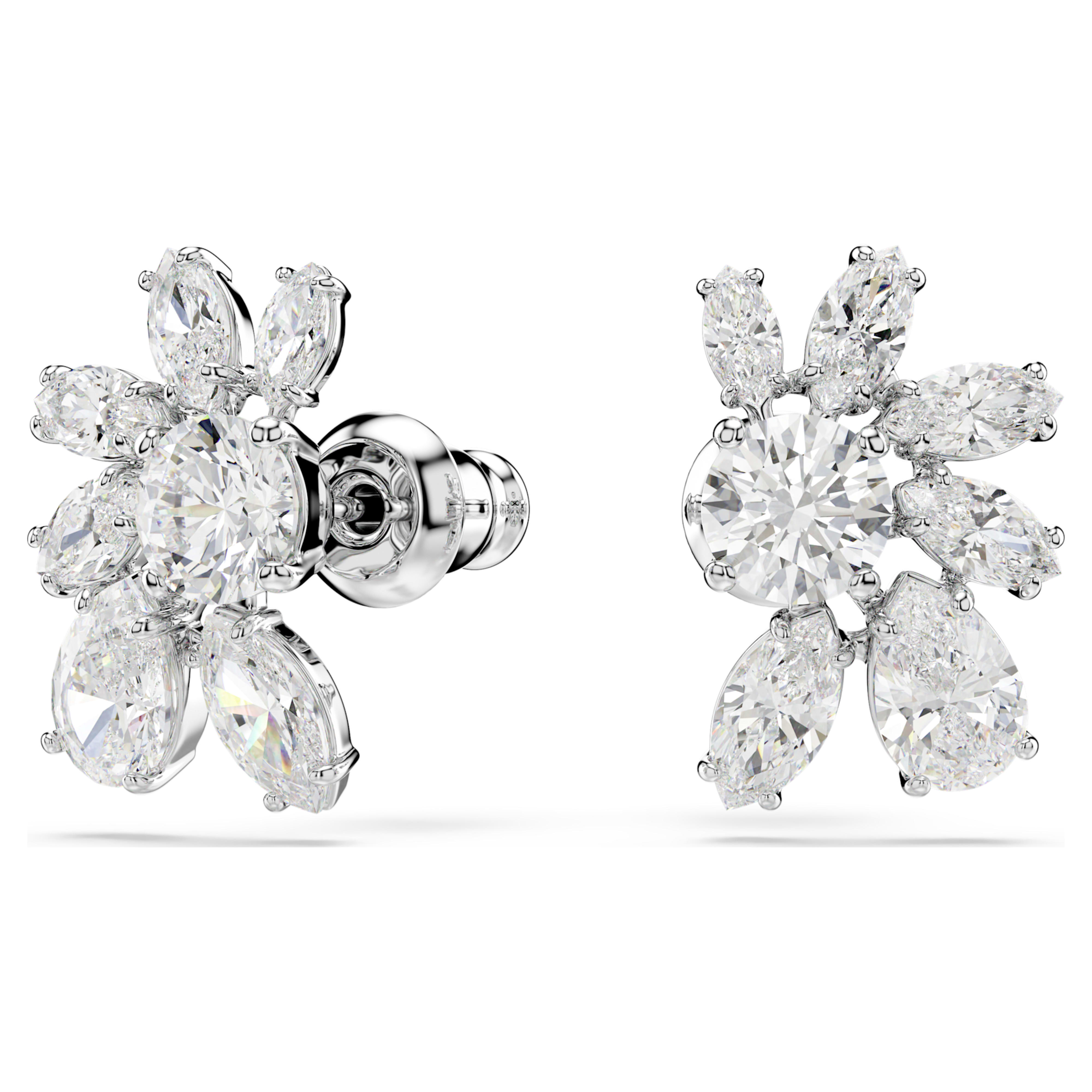 Mesmera earrings with white flower pattern – Swarovski