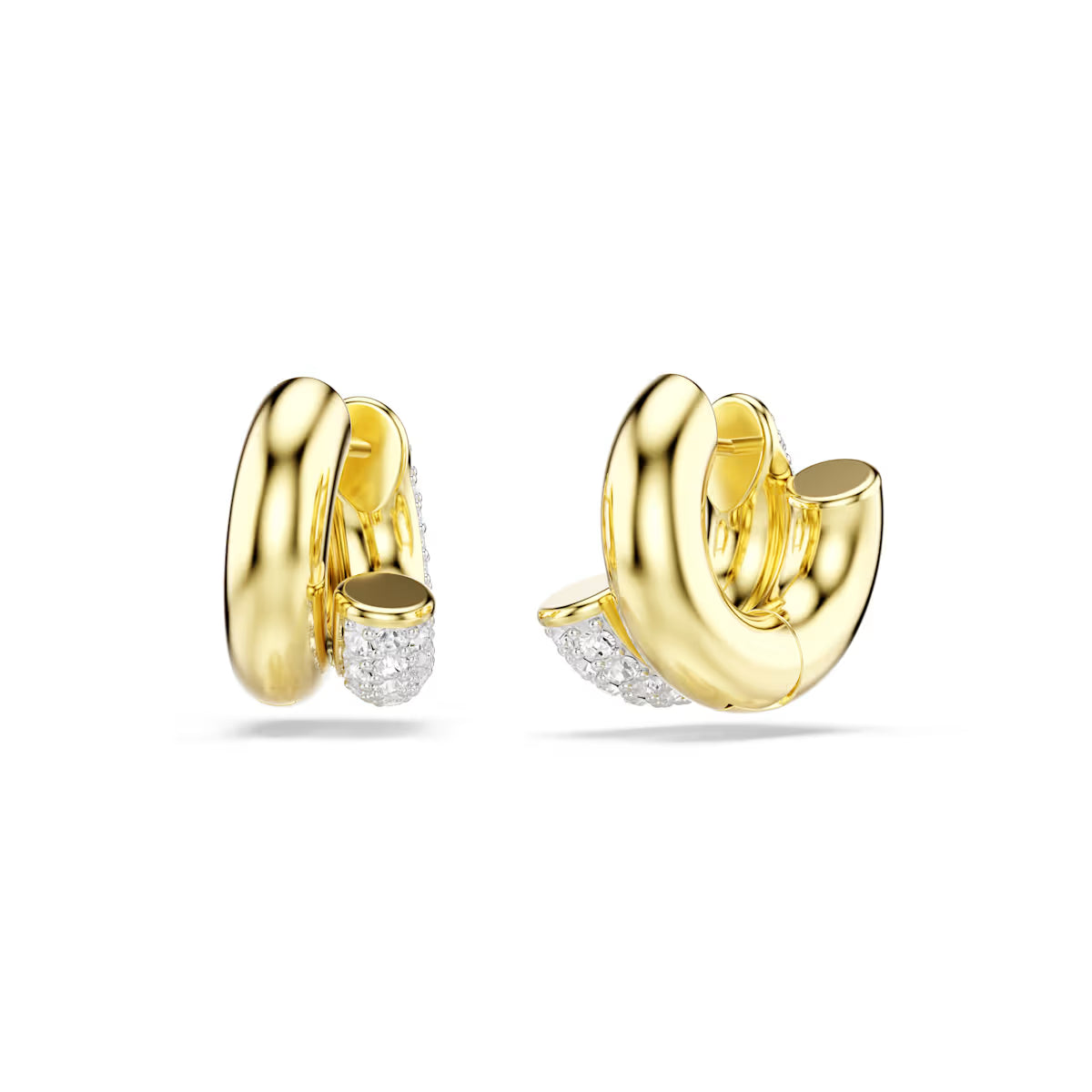 Anneaux d'oreilles Dextera, Taille ronde, Mini, Blanches, Placage de ton or