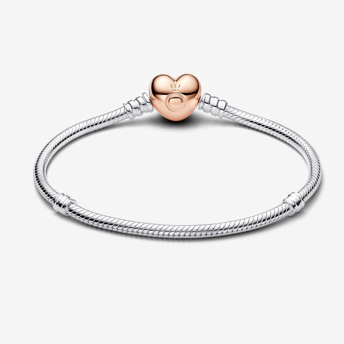 Snake Mesh - Heart - Silver &amp; Rose Gold - Bracelet - Pandora