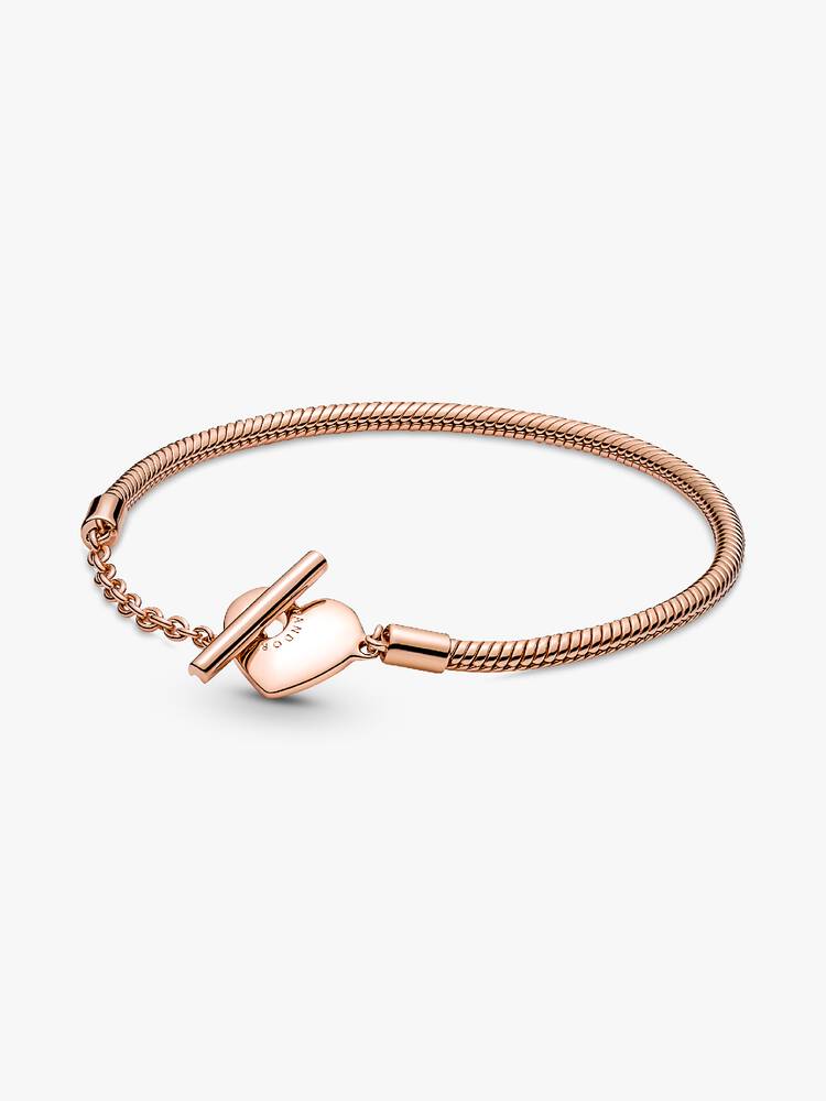 Pulseira Pandora - Fecho Coração Malha Cobra