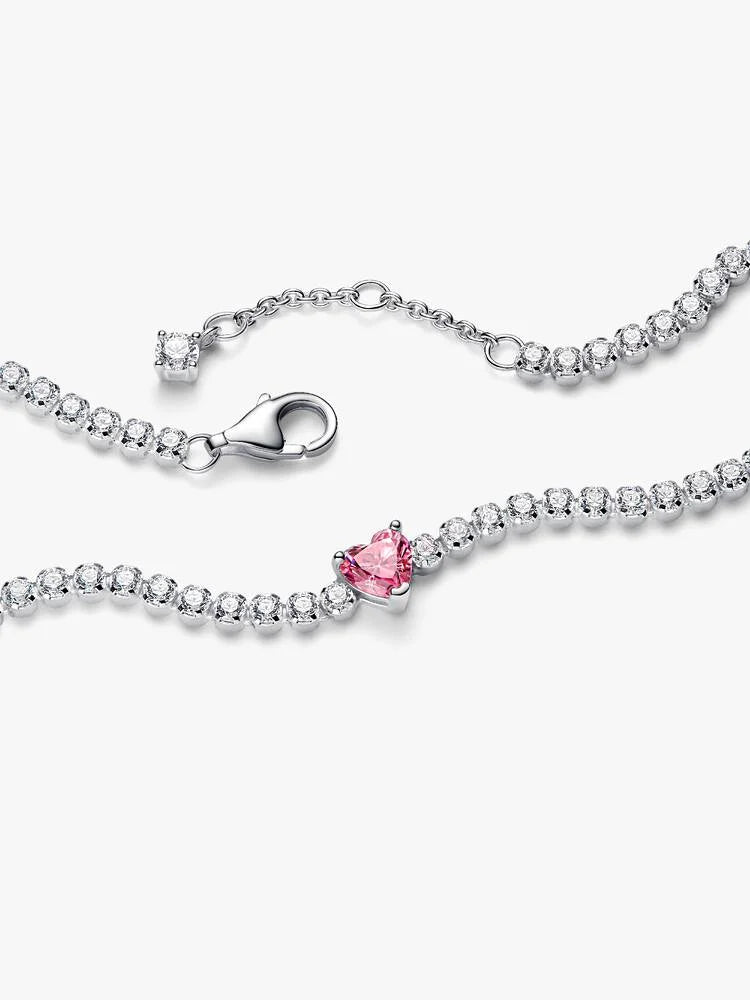 Bracciale Pandora - Fiume con cuore rosa scintillante | 590041C03