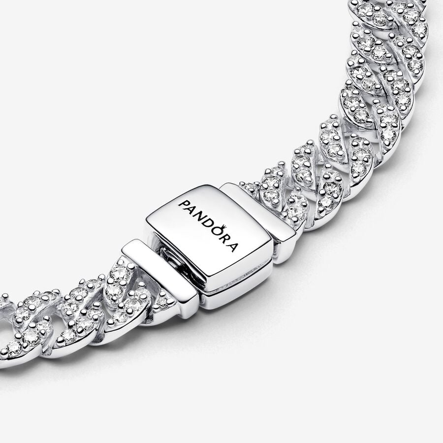 Maille Cubaine Pavé - Argent - Bracelet Pandora