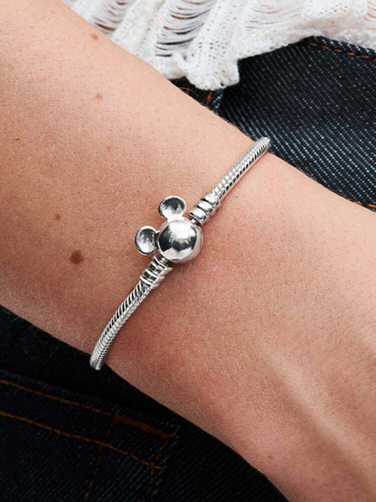 Pulseira Pandora - Fecho Mickey Malha Cobra