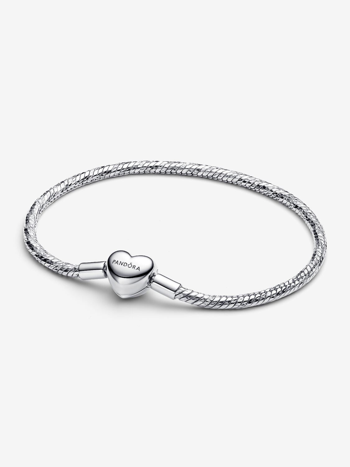Pandora-Armband – facettierter Schlangen-Mesh-Herzverschluss