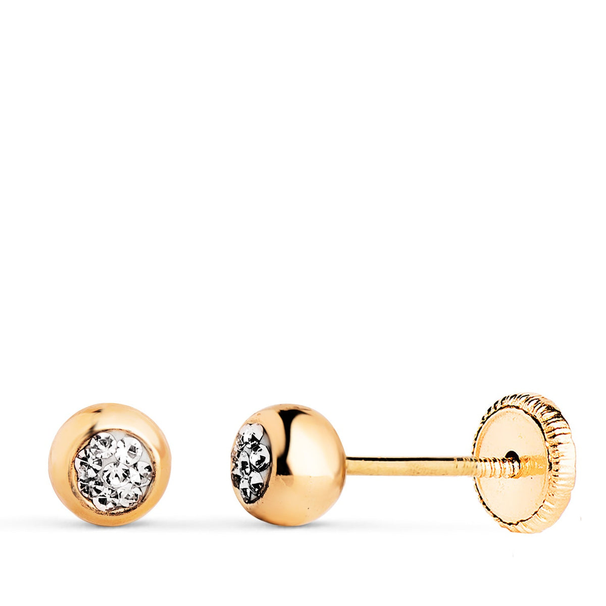 Clous d'oreilles boule oxyde de zirconium – Or jaune 18 carats – 5 mm