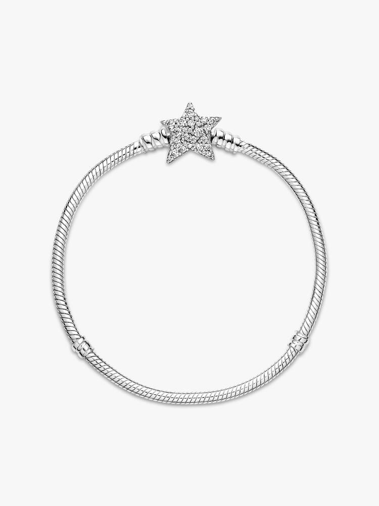 Pulseira Pandora - Fecho Estrela Assimétrico em Malha Cobra