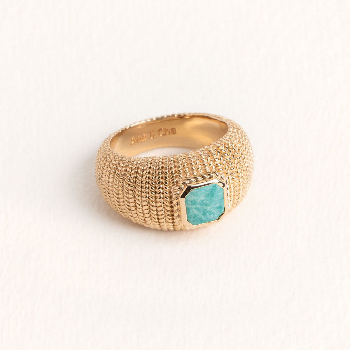 Anello con amazzonite Lali placcato in oro – Ana & Cha