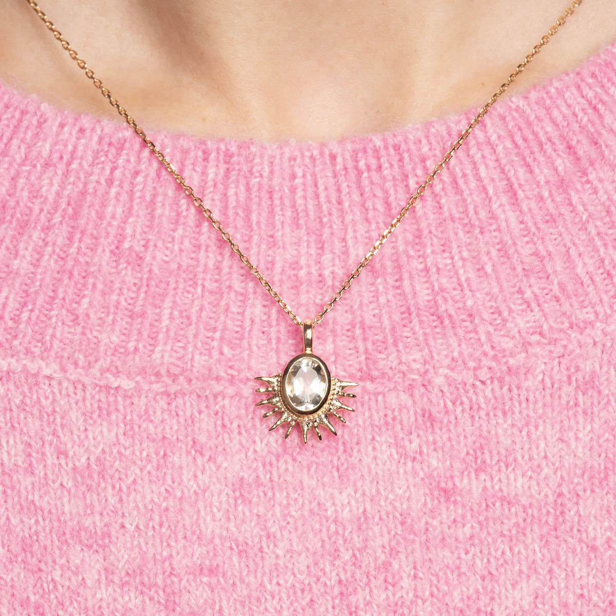 Collier Solana améthyste verte en plaqué or – Ana & Cha – vue 2