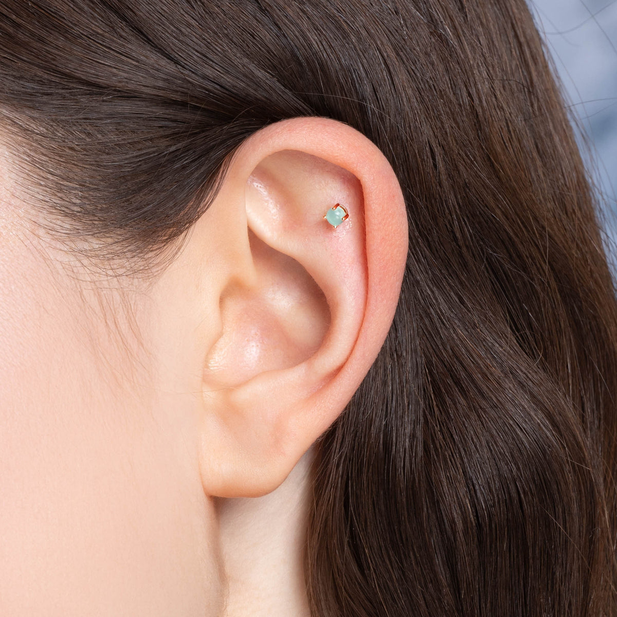 Piercing Dahlia amazonite en plaqué or – Ana & Cha – vue 2