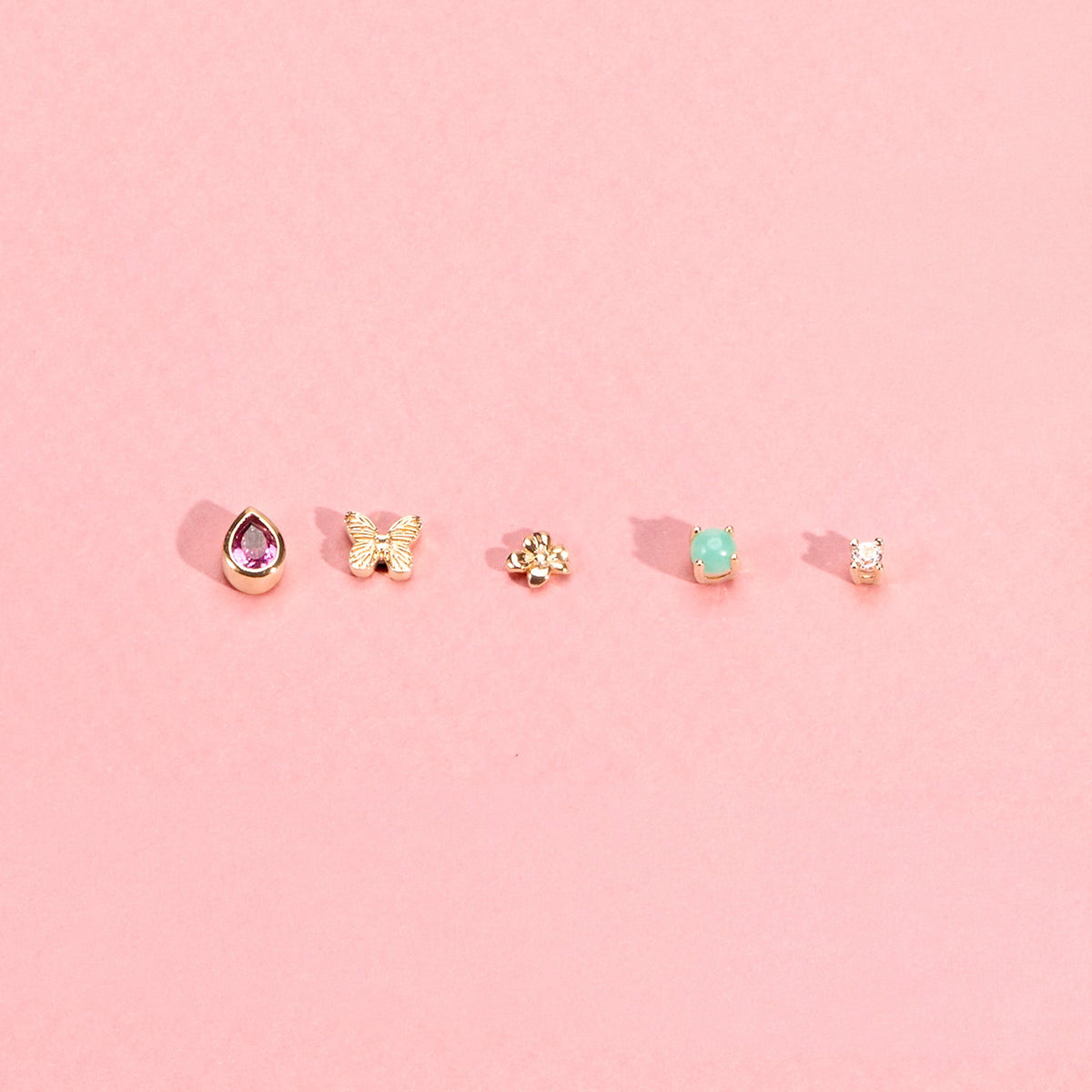 Piercing Dahlia amazonite en plaqué or – Ana & Cha – vue 3