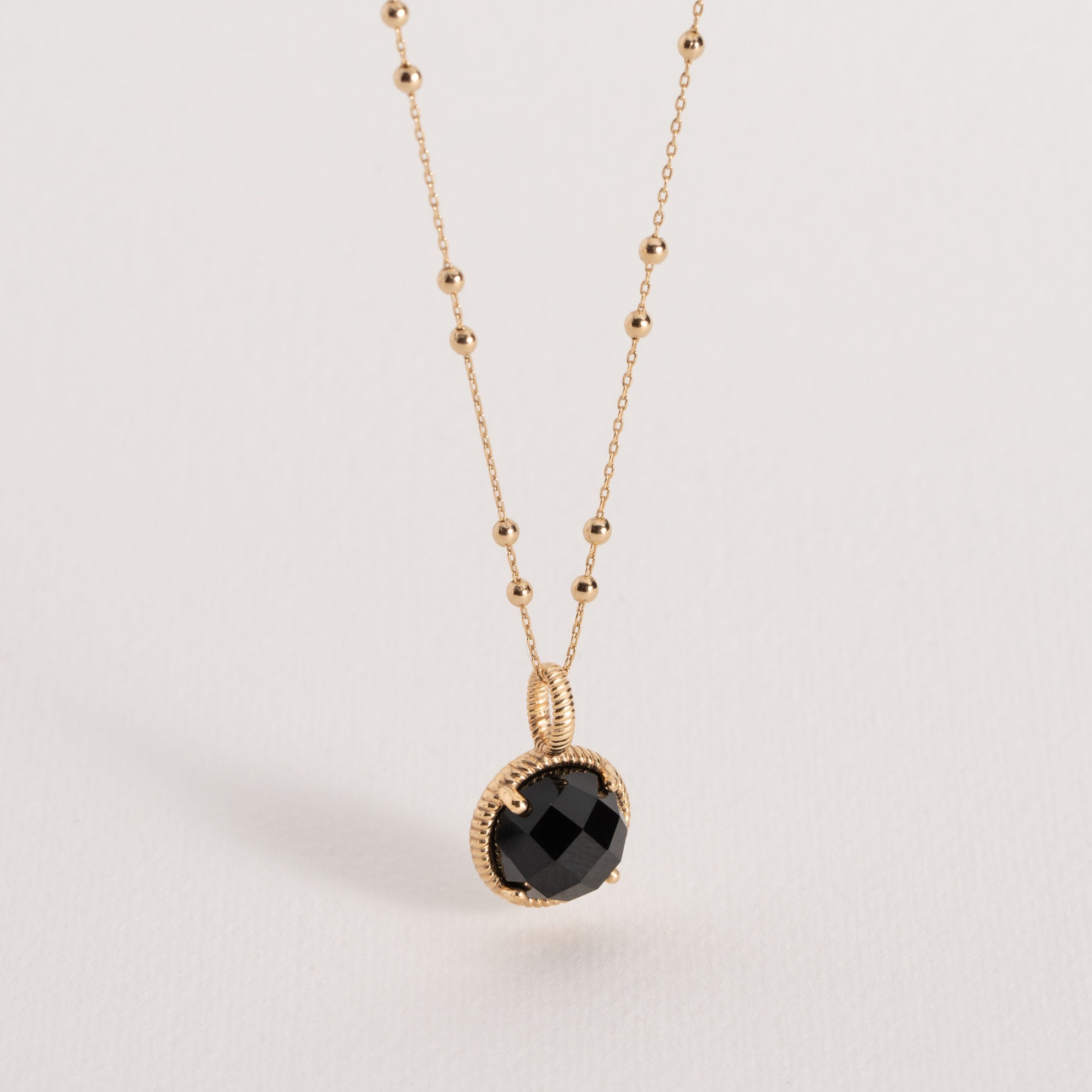 Lisette - Black Agate - Gold Plated Pendant - Ana and Cha