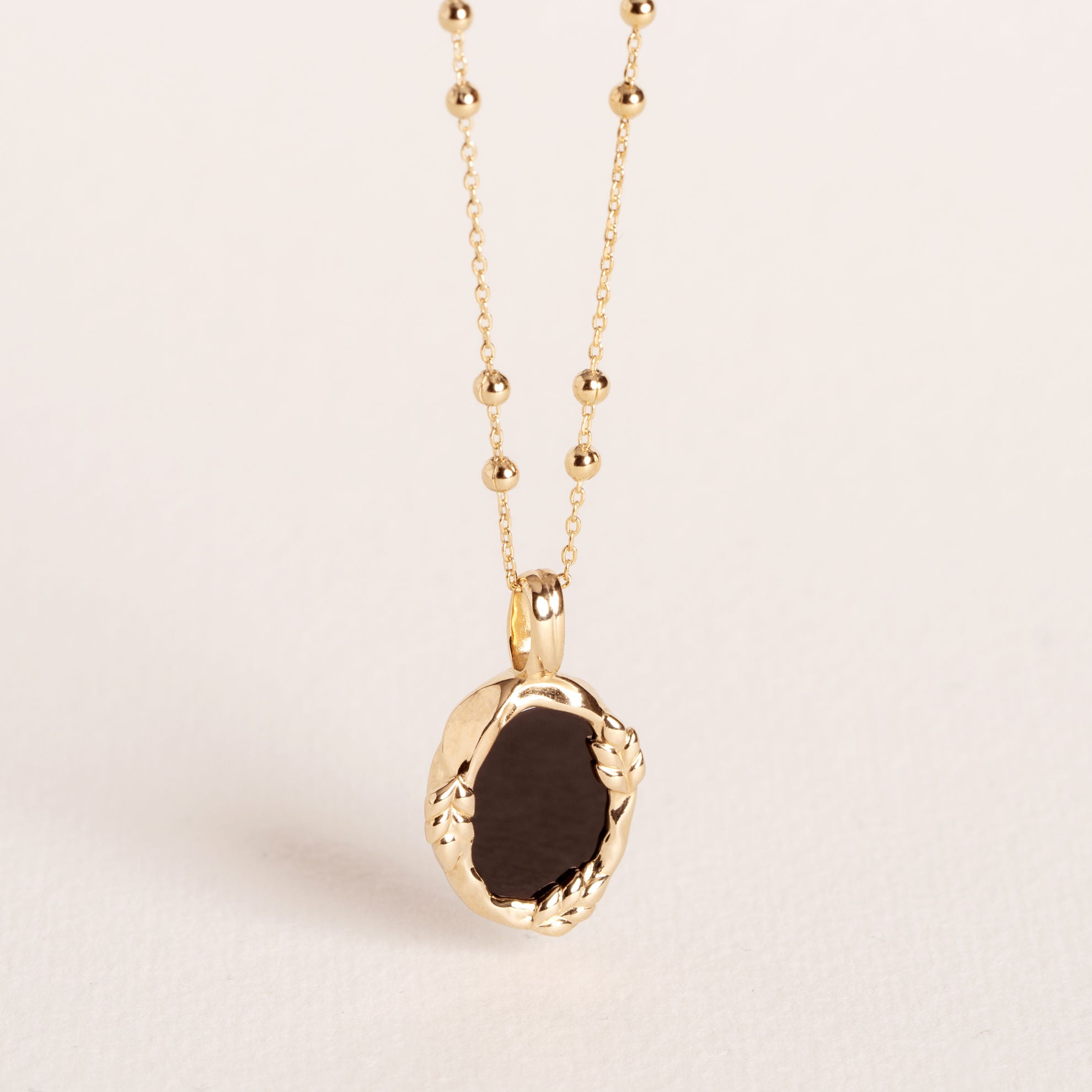 Poppi - Black Agate - Gold Plated Pendant - Ana and Cha