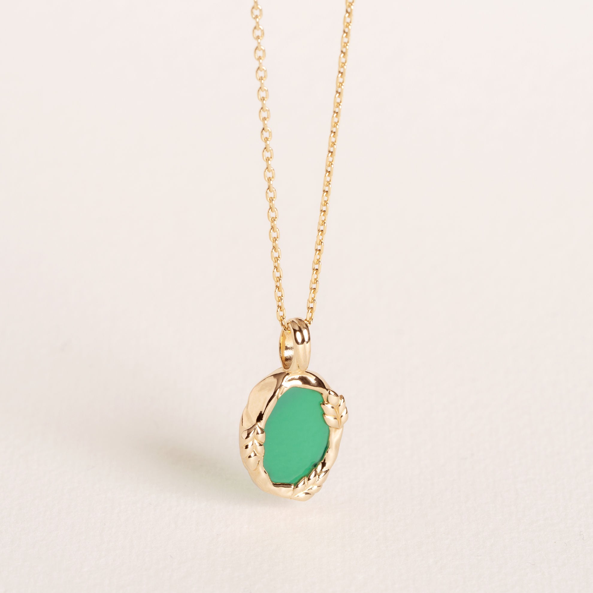 Poppi - Green Agate - Gold Plated Pendant - Ana and Cha