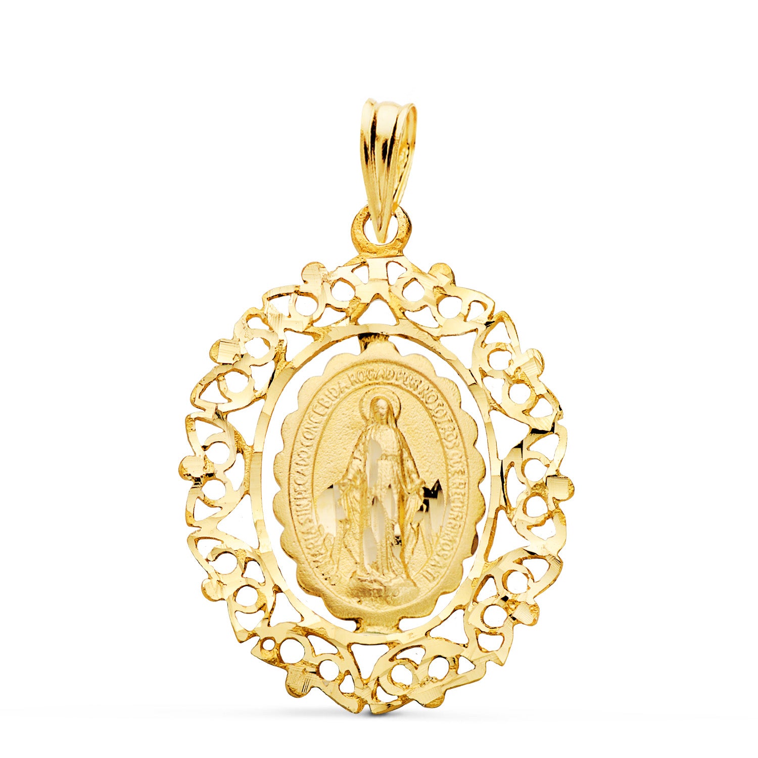 18K Mucizevi Bakire Madalya Çevrili 28X21 mm