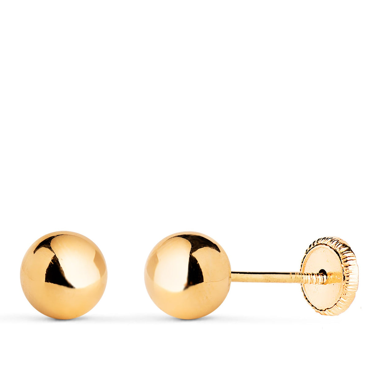 Clous d'oreilles boule lisse creuse – Or 18 carats – 6 mm / Or jaune / Vis