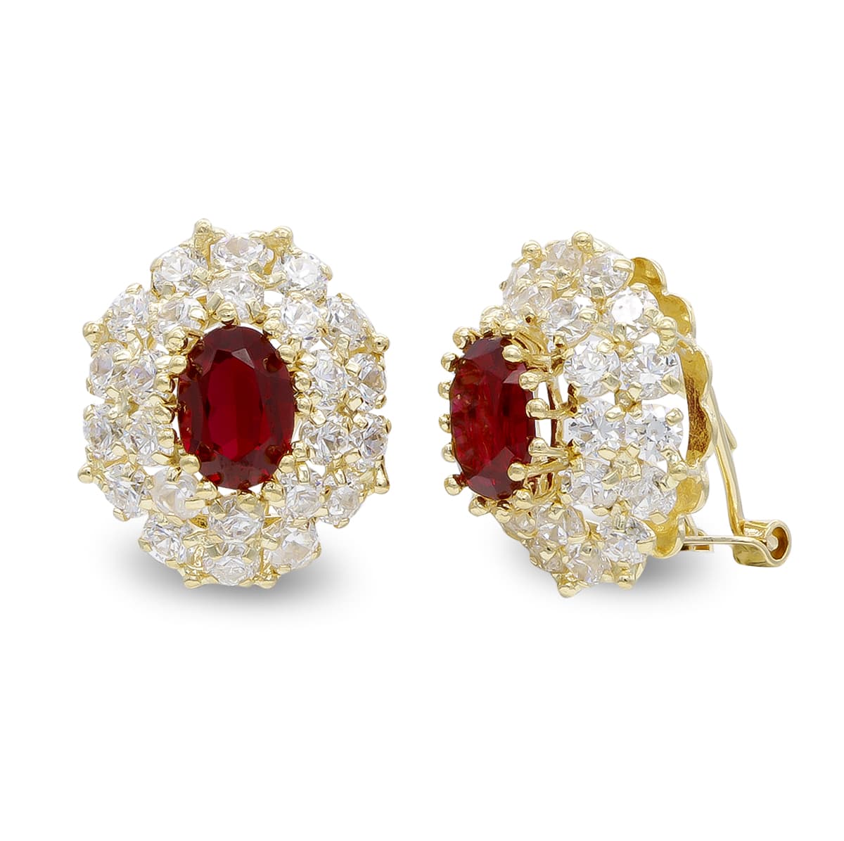 Pendientes Oro Amarillo 18K Circonitas Cierre Omega