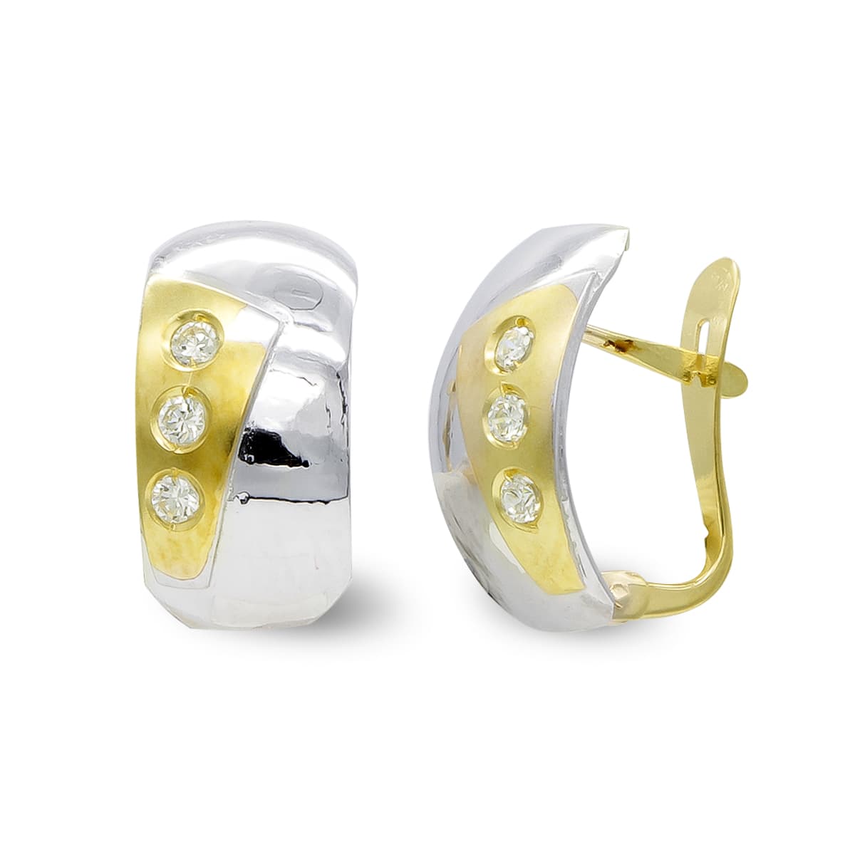 Earrings in 18K Matte and Shiny Two-Tone Gold with Catalan Clasp