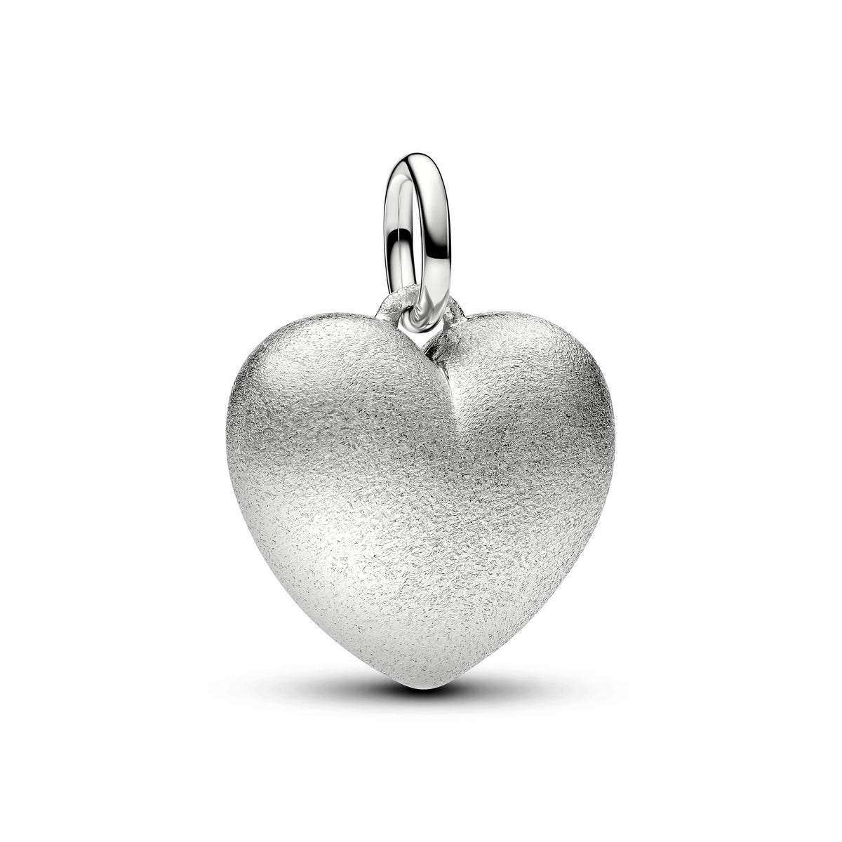 Charm Pendentif Cœur Bombé Mat Plaqué Platine