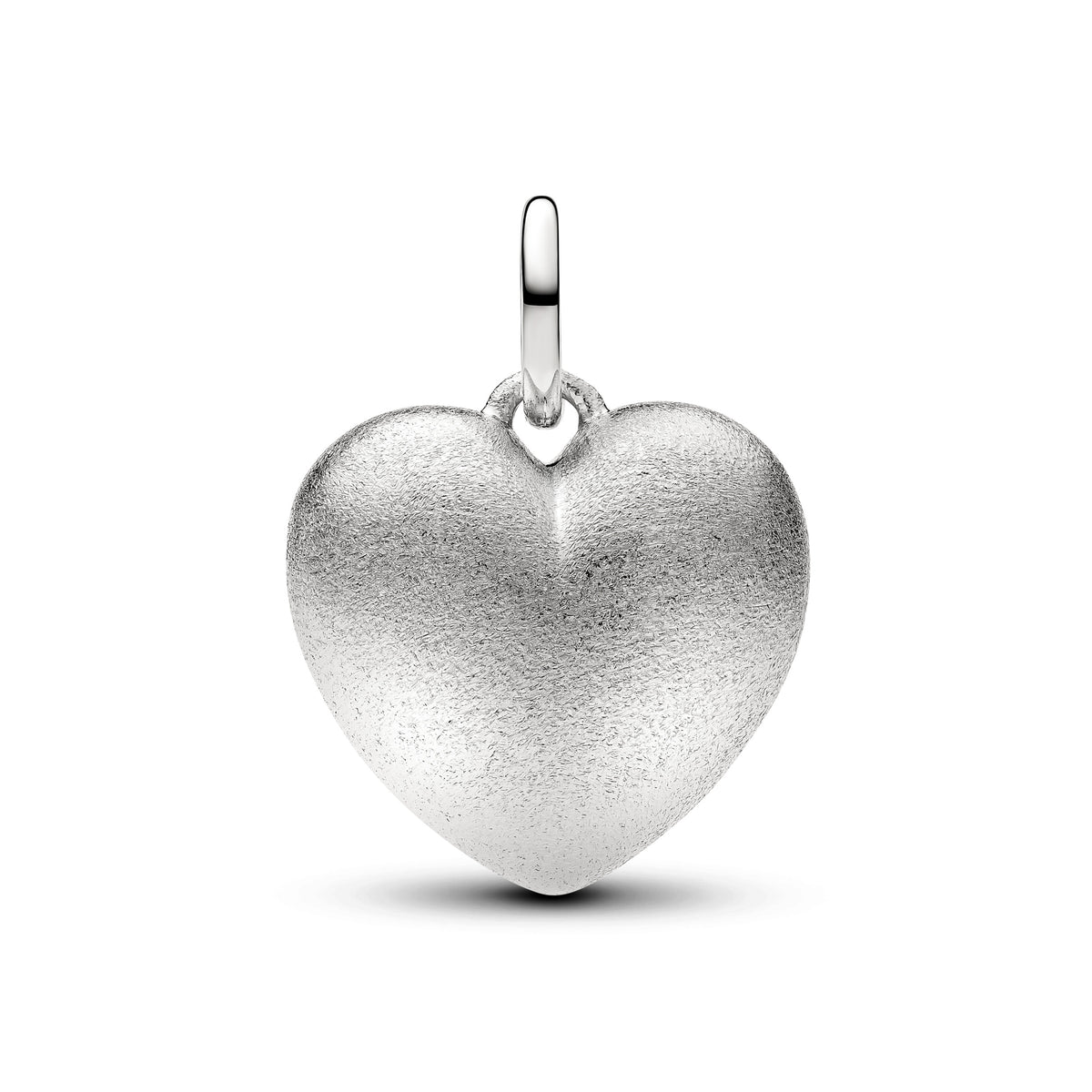Charm Pendentif Cœur Bombé Mat Plaqué Platine – vue 2