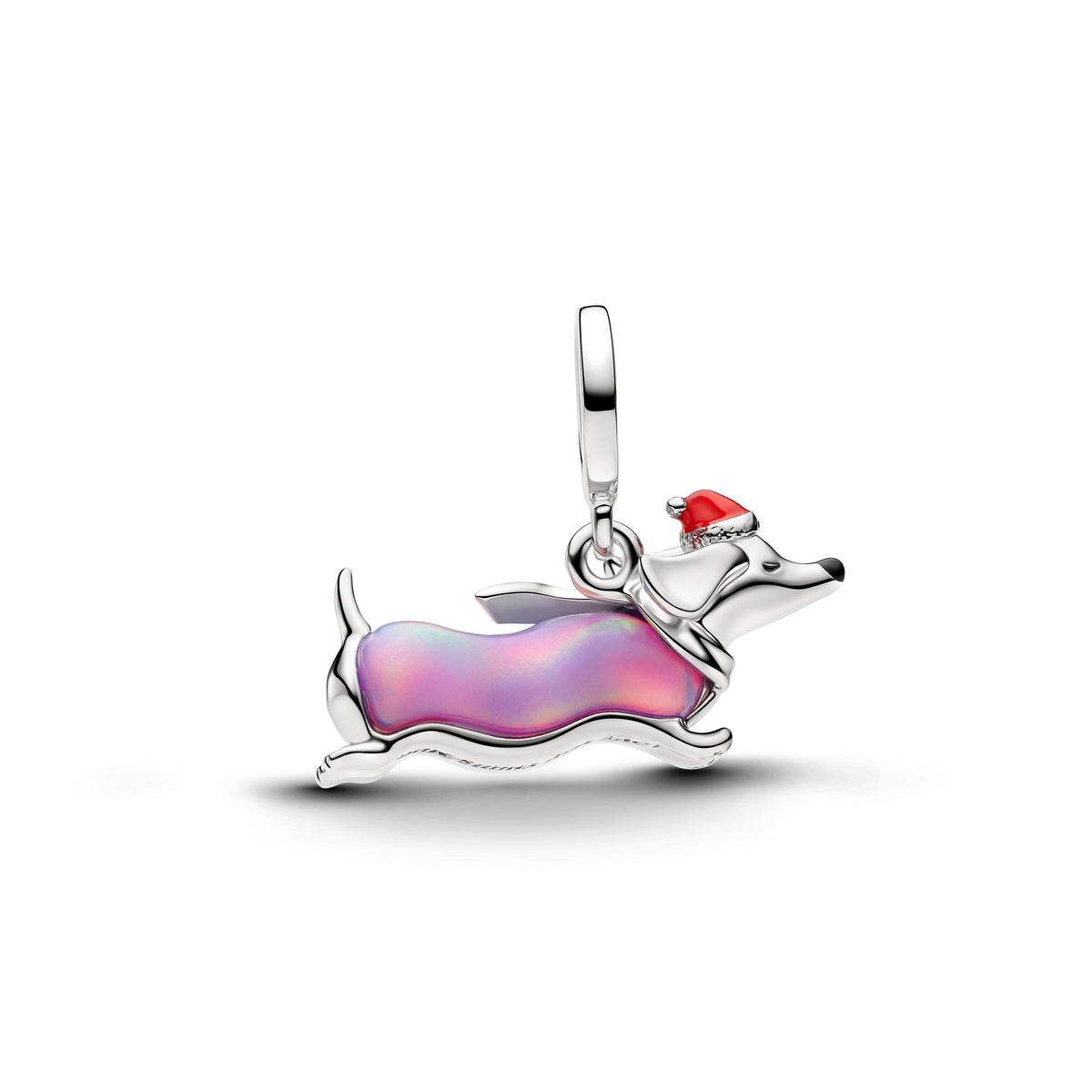 Charm Pendentif Teckel de Noël Plaqué Platine – vue 2