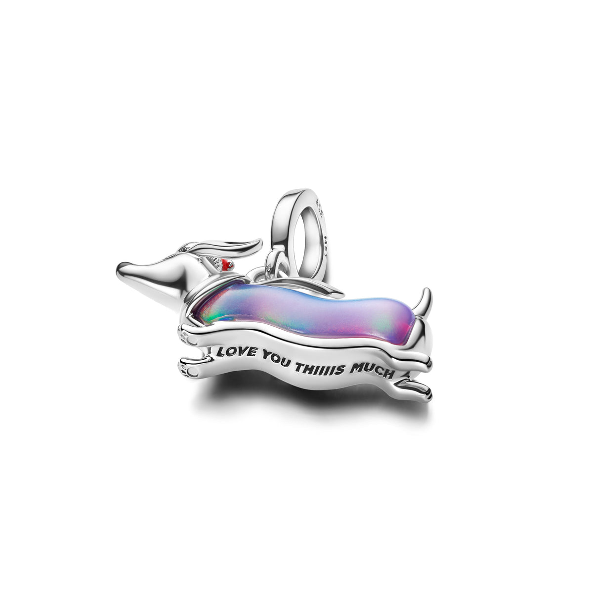 Charm Pendentif Teckel de Noël Plaqué Platine – vue 3