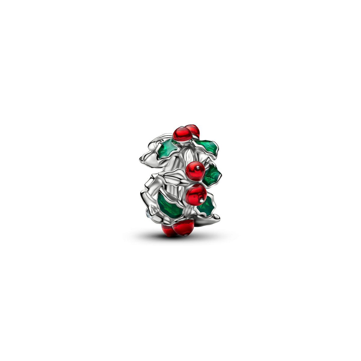 Charm Houx de Noël Plaqué Platine