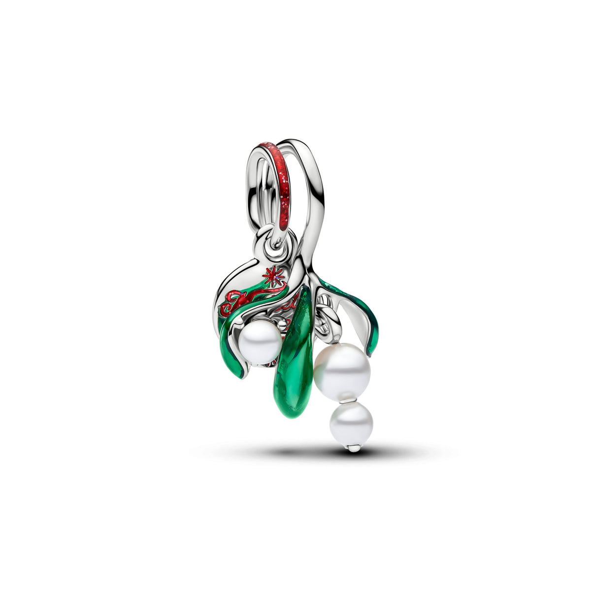Charm Pendentif Gui de Noël Plaqué Platine