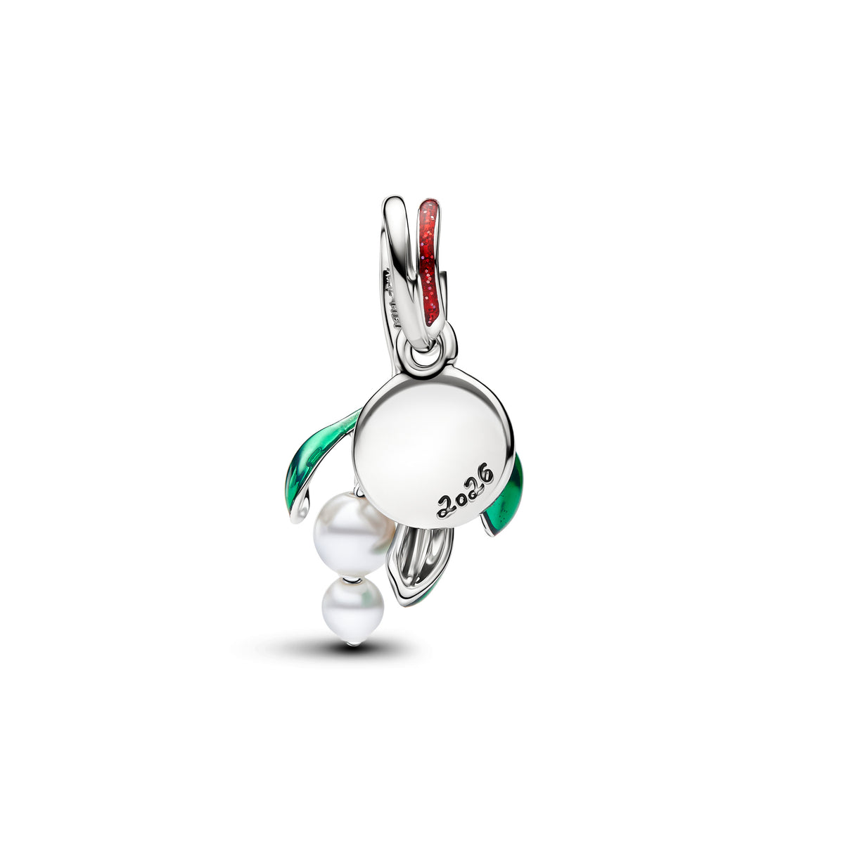 Charm Pendentif Gui de Noël Plaqué Platine – vue 2