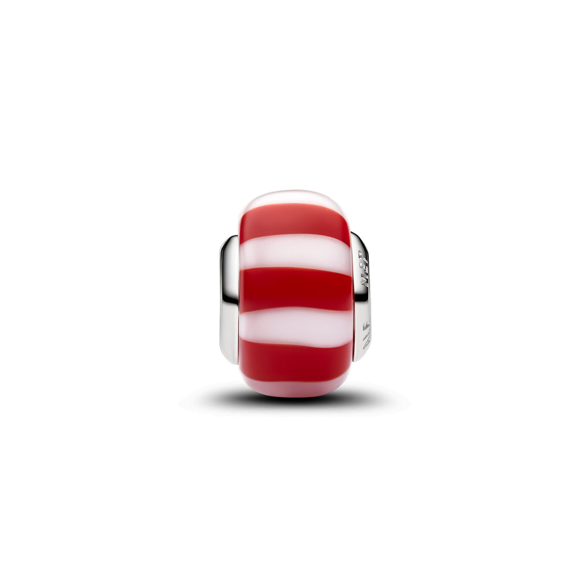 Charm Murano Rouge et Blanc Plaqué Platine – vue 2
