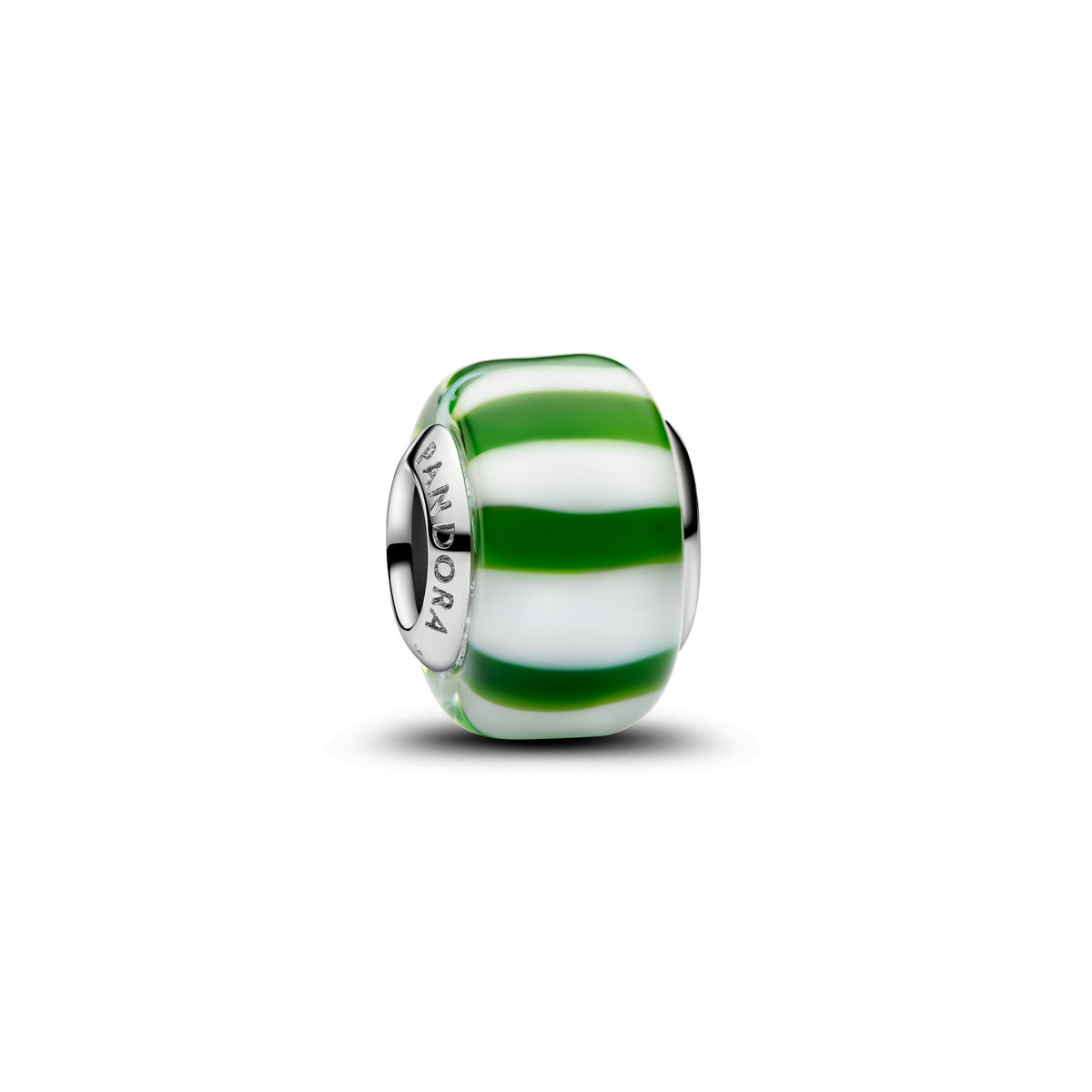 Charm Murano Vert et Blanc Plaqué Platine
