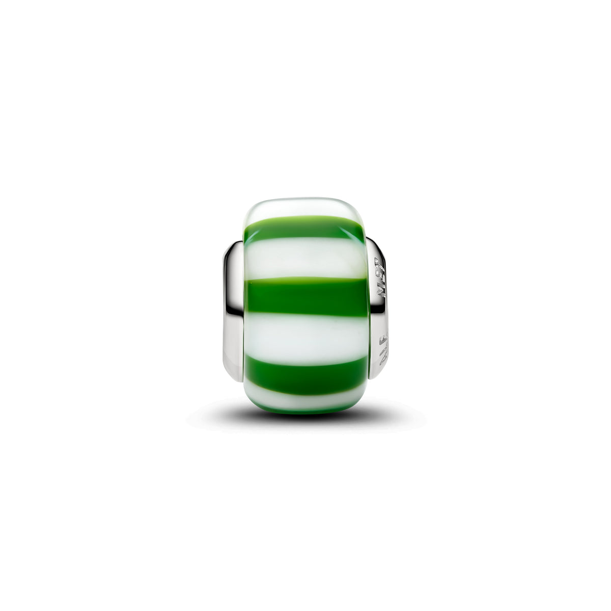 Charm Murano Vert et Blanc Plaqué Platine – vue 2
