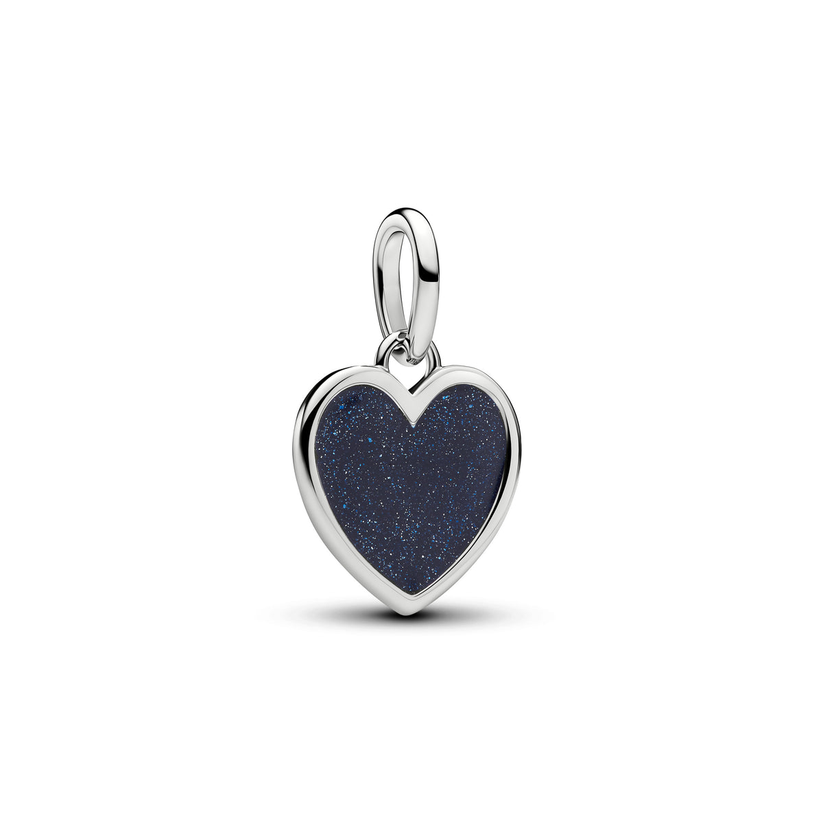 Charm Pendentif Cœur Bleu Gravable Plaqué Platine