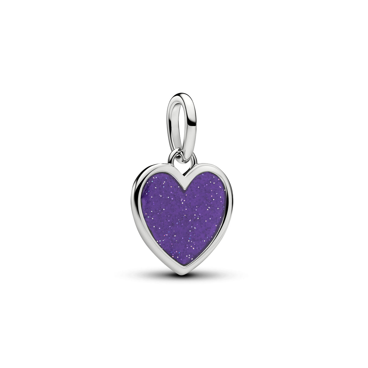 Charm Pendentif Cœur Violet Gravable Plaqué Platine