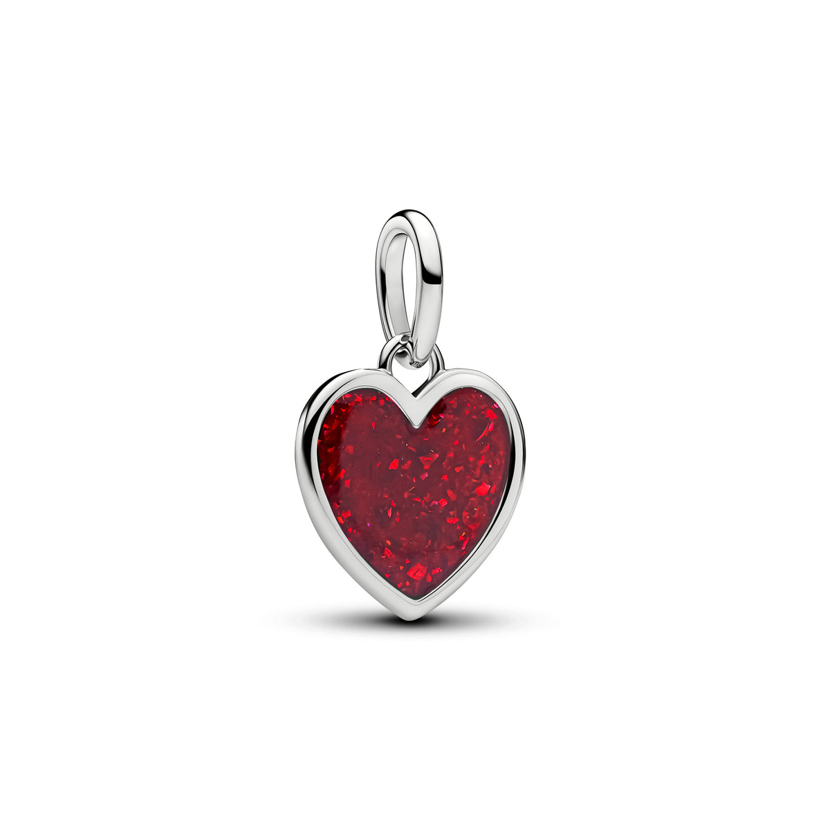 Charm Pendentif Cœur Rouge Gravable Plaqué Platine
