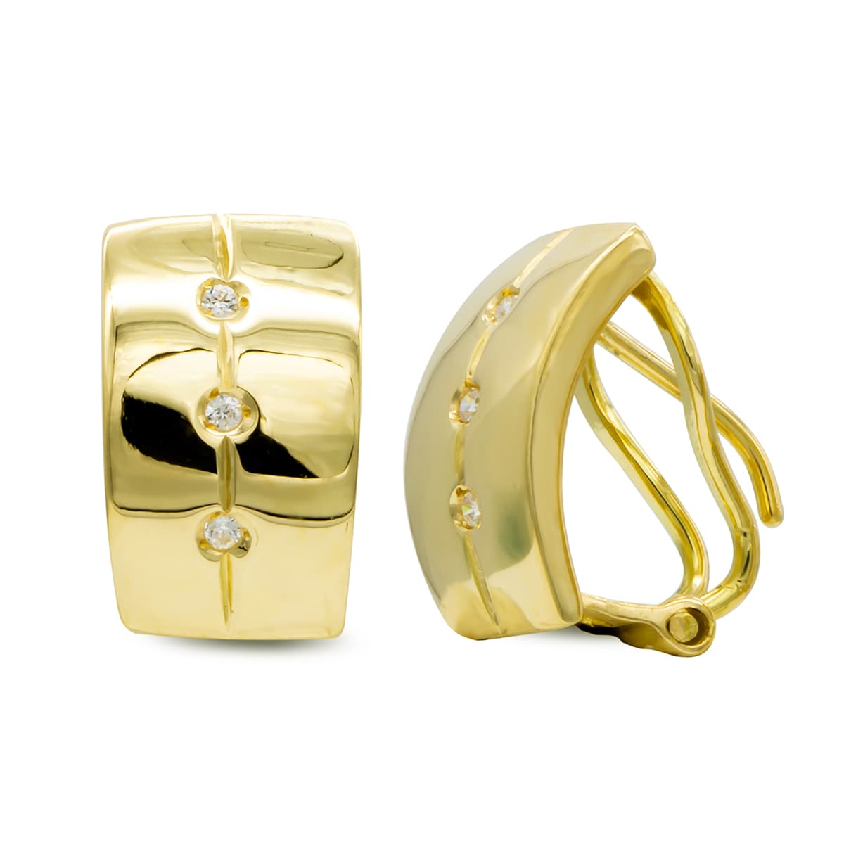 Pendientes Oro Amarillo de 18K con Circonitas Cierre Omega