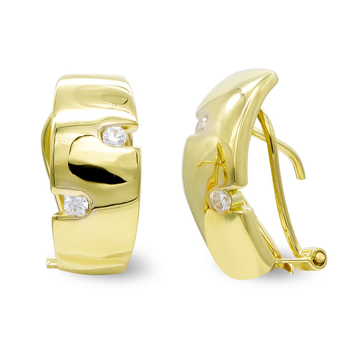 Pendientes de Oro Amarillo de 18K y Circonitas con Cierre Omega
