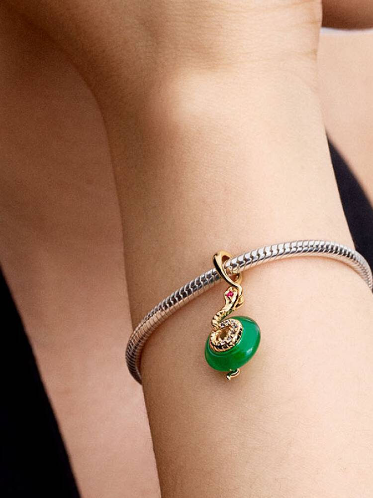 Pandora Charm - Green Murano Glass Snake μενταγιόν | 763617C01