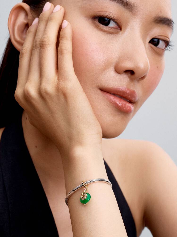 Pandora Charm - Green Murano Glass Snake μενταγιόν | 763617C01