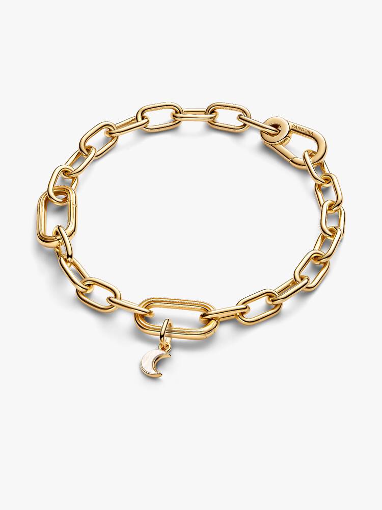 Mini Charm Pandora - Pendant Croissant de Lune Blanc Doré | 764614C01