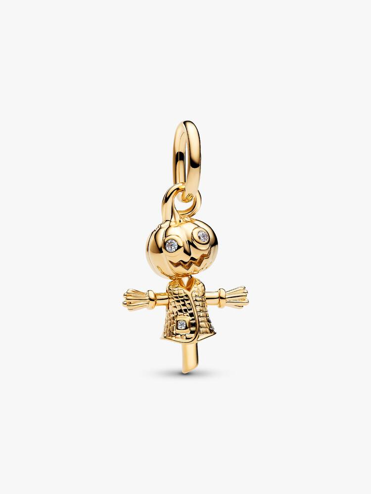 Charm Pendentif Épouvantail Citrouille Doré
