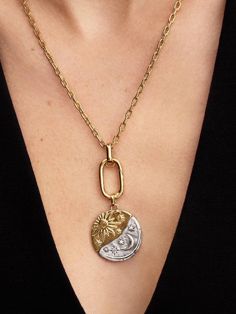 XL Two-tone Sun and Moon Medallion Charm | Pandora
