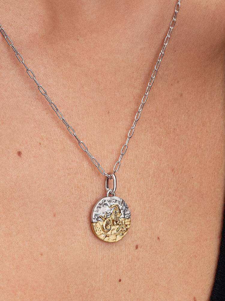 Tofarget Steinbukken Sign Medaljong Charm | Pandora