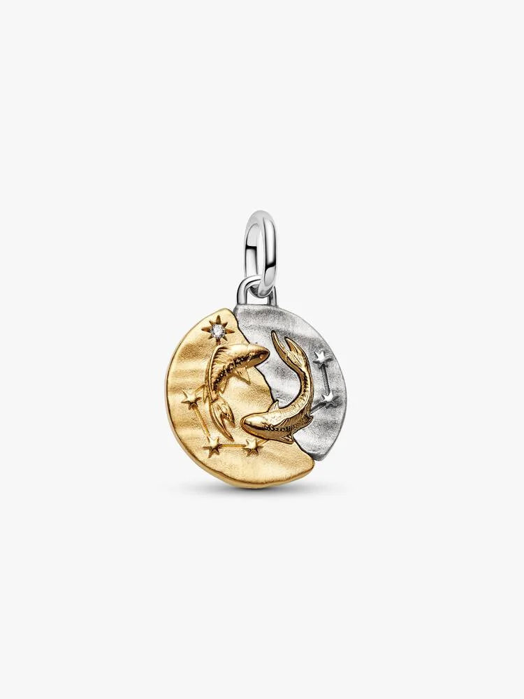 Charm Médaillon Signe des Poissons Bicolore