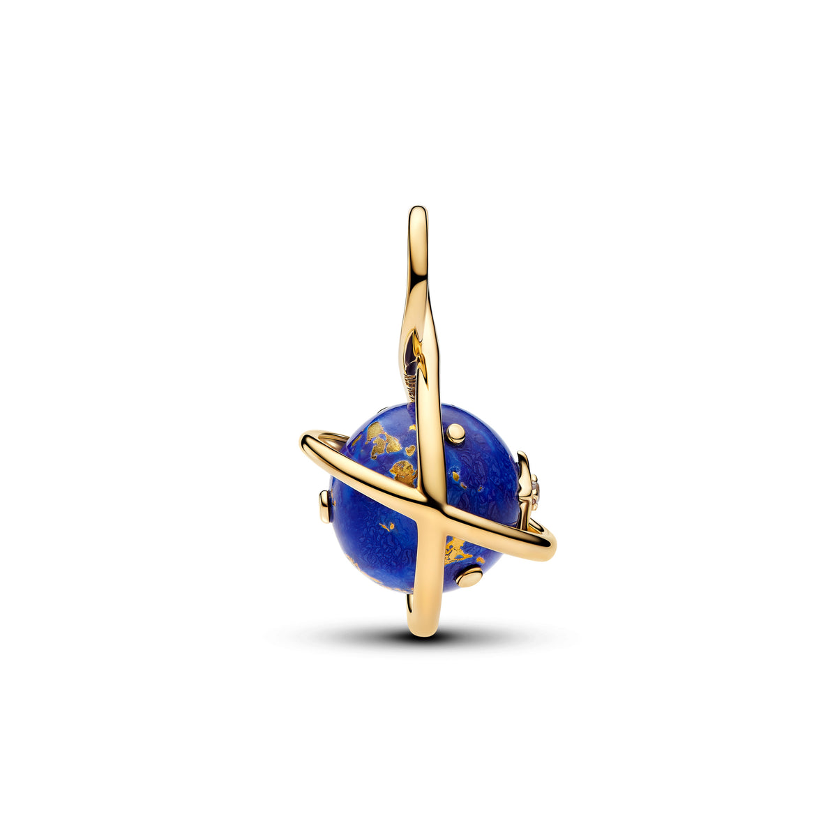 Charm Pendentif Planète Bleu Céleste Rotatif Doré – vue 2