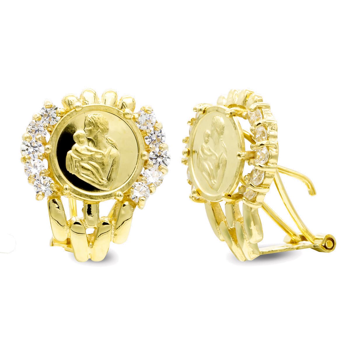 Mor øreringe 18K gul guld 18X15 mm Omega lås