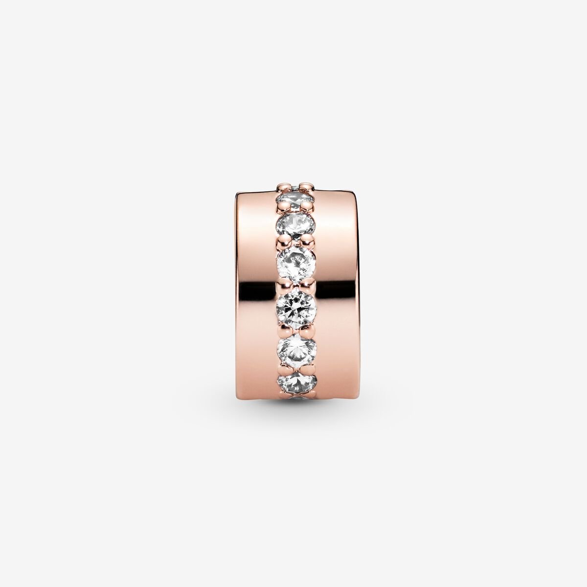 Clip – Pavé-Reihe – Weiß- und Roségold – Pandora Charms